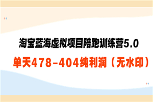 黄岛主：淘宝蓝海虚拟项目陪跑训练营5.0：单天478纯利润（无水印）