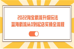 2022淘宝截流升级玩法：蓝海截流从0到起店实操全流程 价值千元！