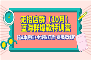 无招店群·蓝海群爆款特训营(10月新课) 低成本起店